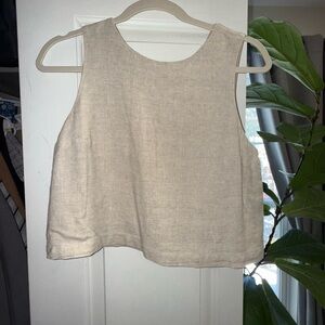 Abercrombie & Fitch Beige Sleeveless Linen Crop Top